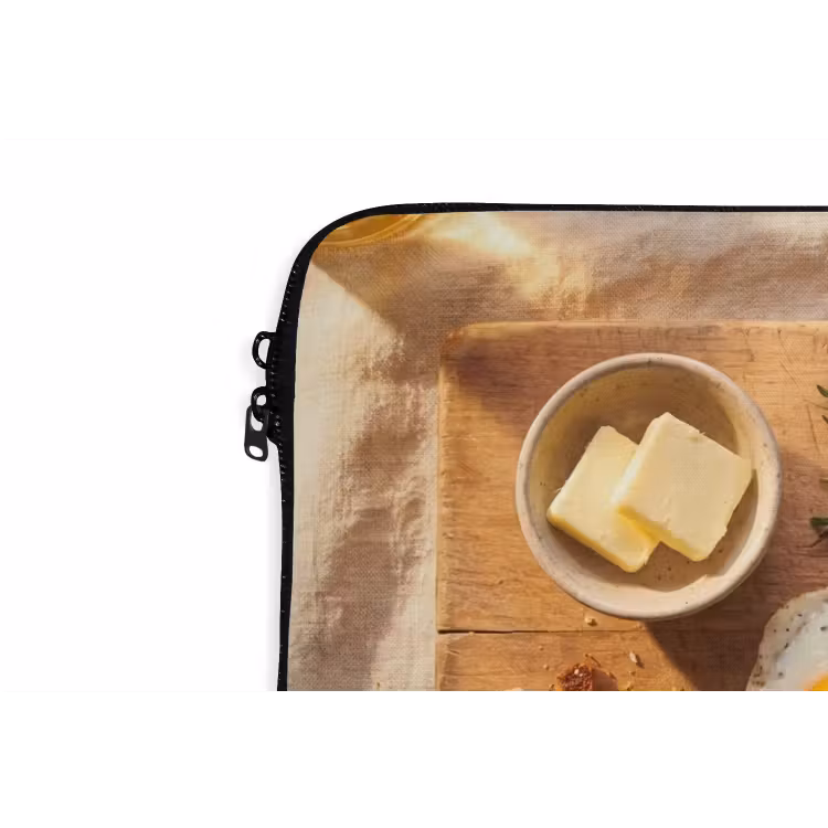 Laptophoes - Eten - Ontbijt - Hout - Rustiek - Geel — 6