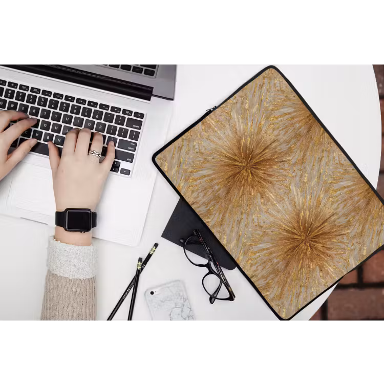 Laptophoes - Explosie - Abstract - Goud - Wit — 3