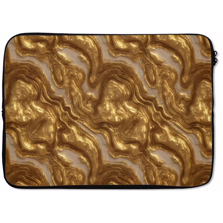 Laptophoes - Golven - Organisch - Goud - Crème — 1