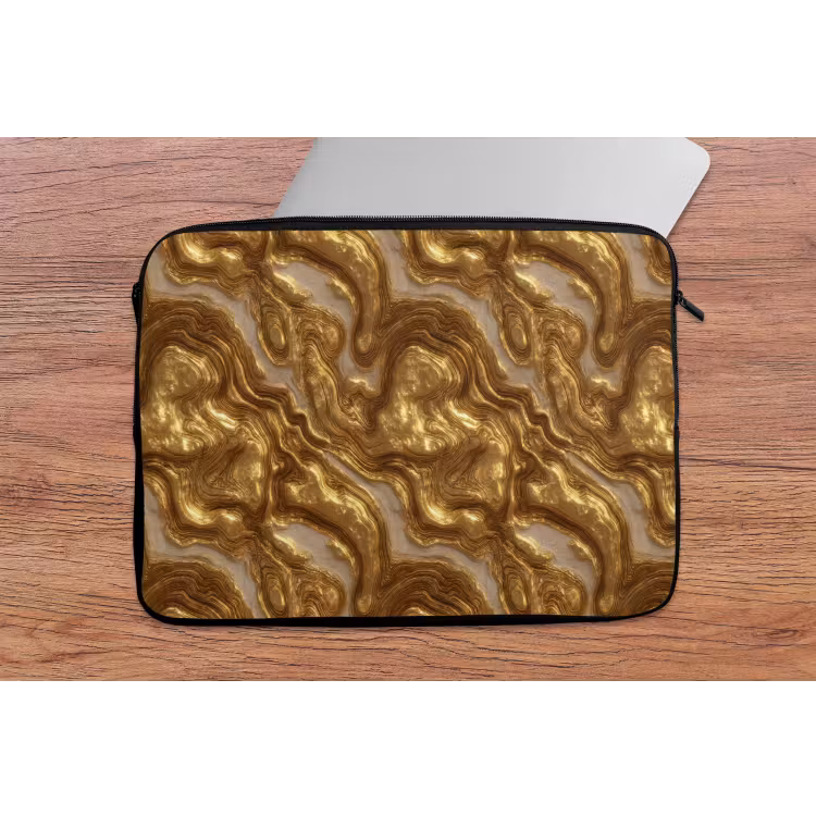 Laptophoes - Golven - Organisch - Goud - Crème — 2