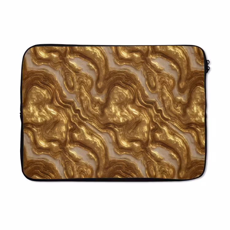Laptophoes - Golven - Organisch - Goud - Crème — 5