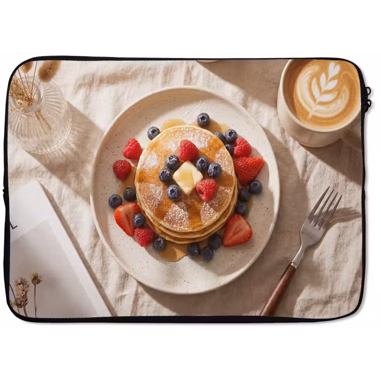 Laptophoes - Pannenkoeken - Bessen - Ontbijt - Modern - Beige — 1