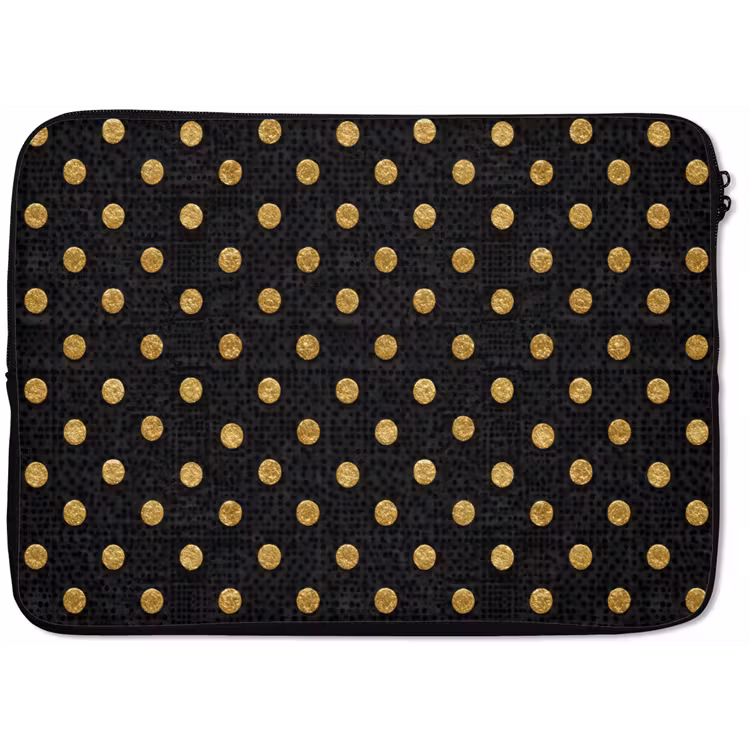 Laptophoes - Polka Dot - Stippen - Goud - Zwart — 1