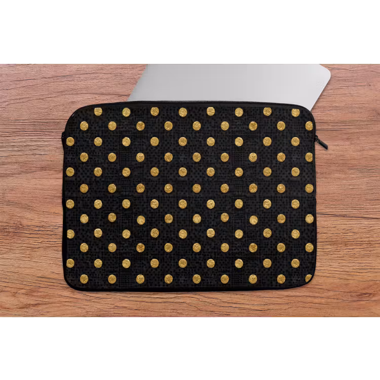Laptophoes - Polka Dot - Stippen - Goud - Zwart — 2