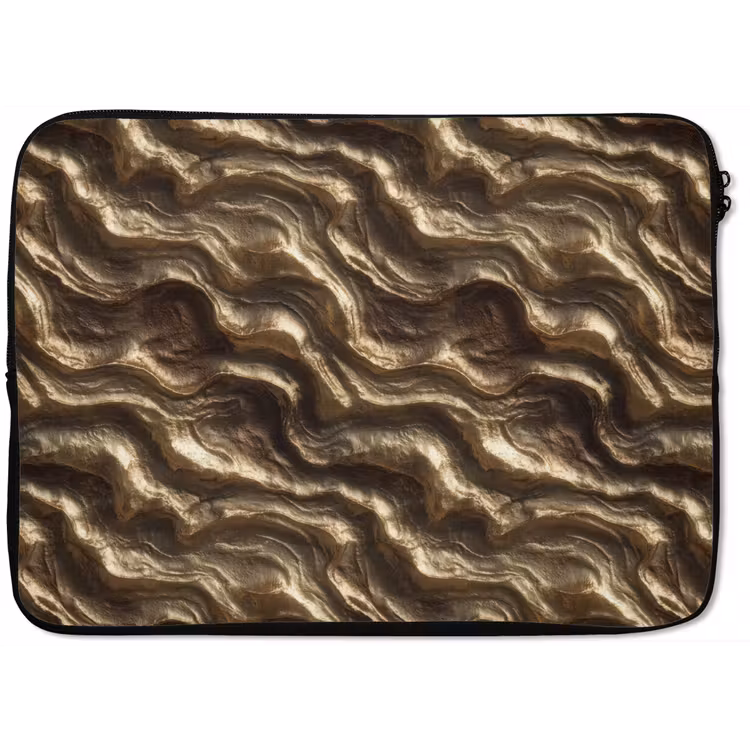 Laptophoes - Reliëf - Golven - Abstract - Bronsgoud — 1