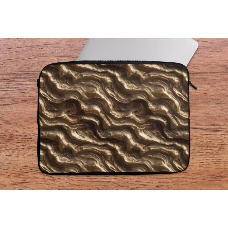 Laptophoes - Reliëf - Golven - Abstract - Bronsgoud — 2