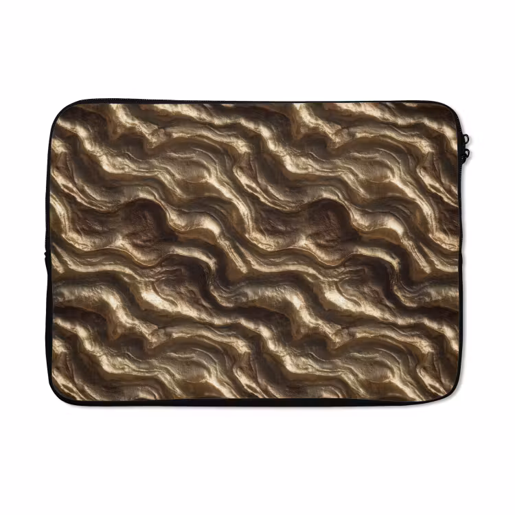 Laptophoes - Reliëf - Golven - Abstract - Bronsgoud — 5