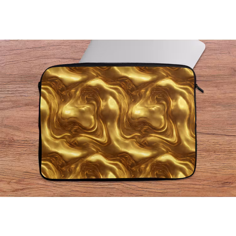 Laptophoes - Textuur - Vloeibaar - Organisch - Goud — 2