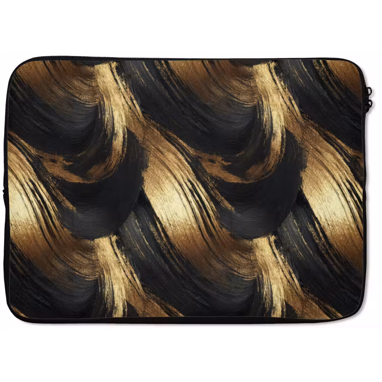 Laptophoes - Verfstreken - Abstract - Goud - Zwart — 1