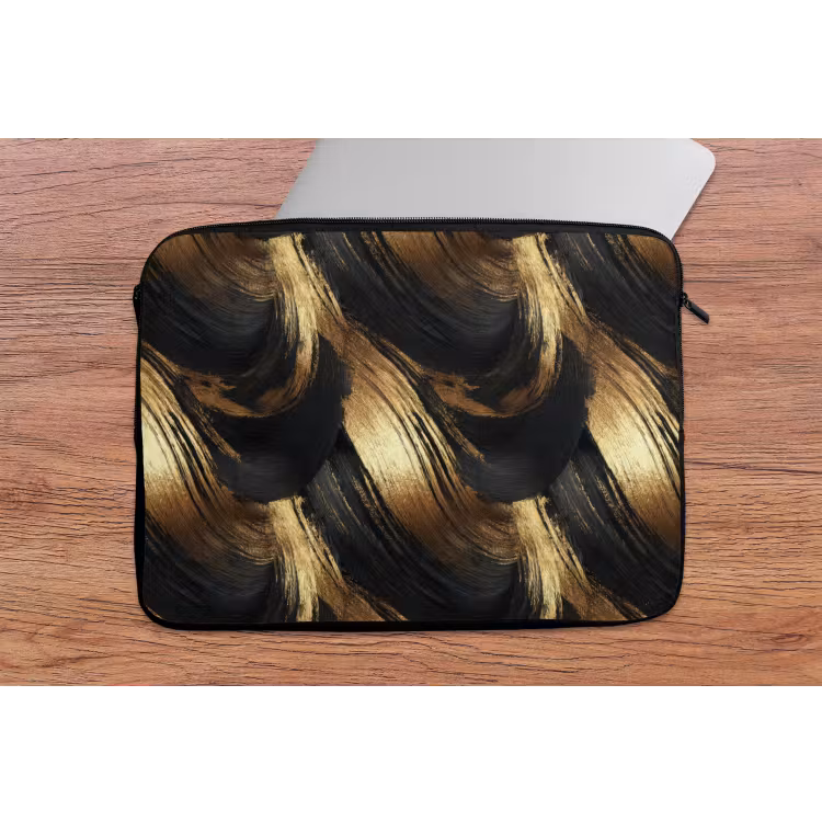 Laptophoes - Verfstreken - Abstract - Goud - Zwart — 2
