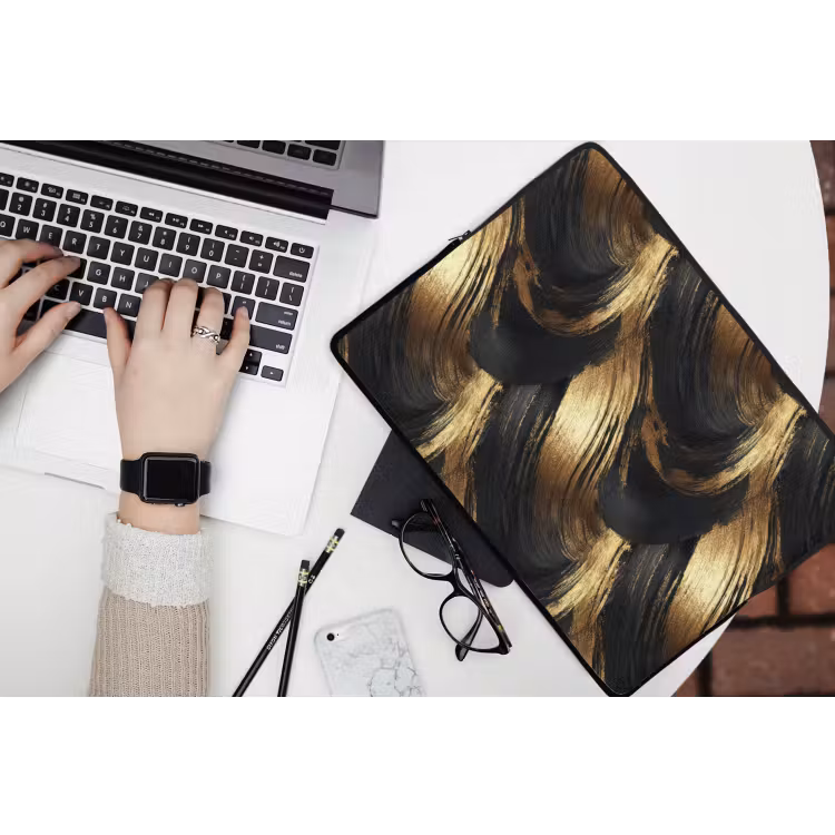 Laptophoes - Verfstreken - Abstract - Goud - Zwart — 3