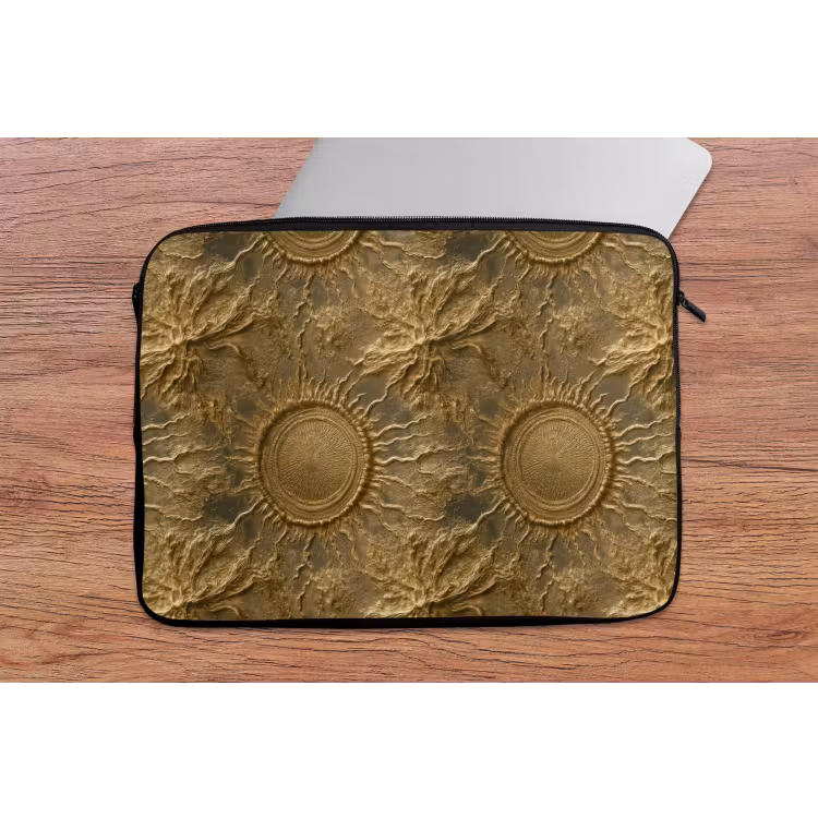 Laptophoes - Zon - Reliëf - Antiek - Goud — 2