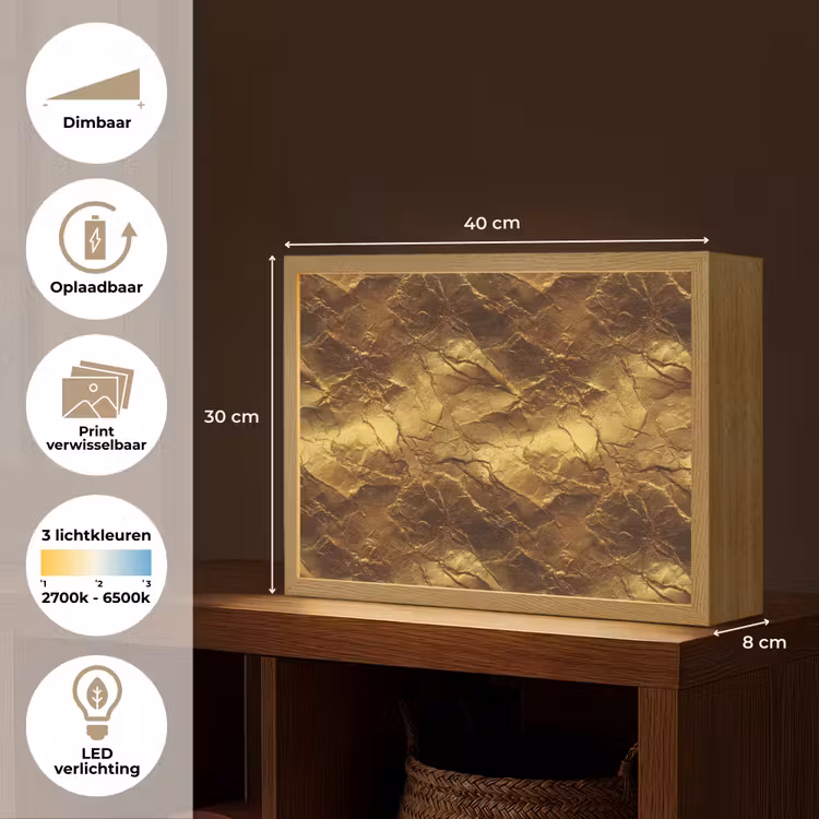 Lightbox - Wandlamp - Bladgoud - Textuur - Goud — 10