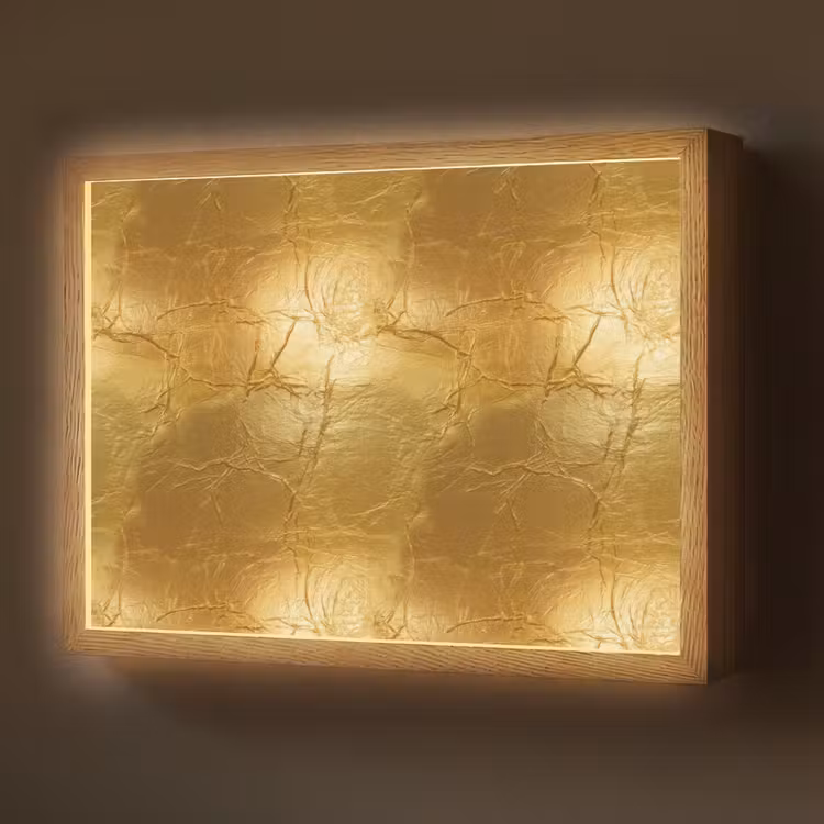 Lightbox - Wandlamp - Bladgoud - Vintage - Textuur - Warm Goud — 1