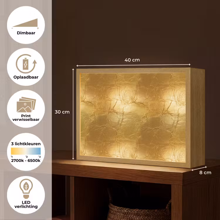 Lightbox - Wandlamp - Bladgoud - Vintage - Textuur - Warm Goud — 10
