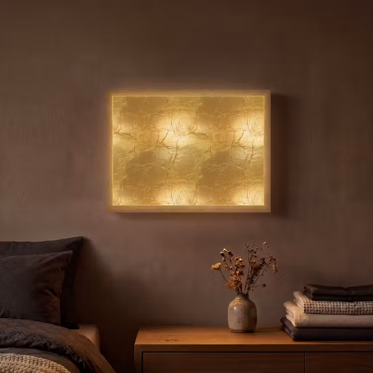 Lightbox - Wandlamp - Bladgoud - Vintage - Textuur - Warm Goud — 3