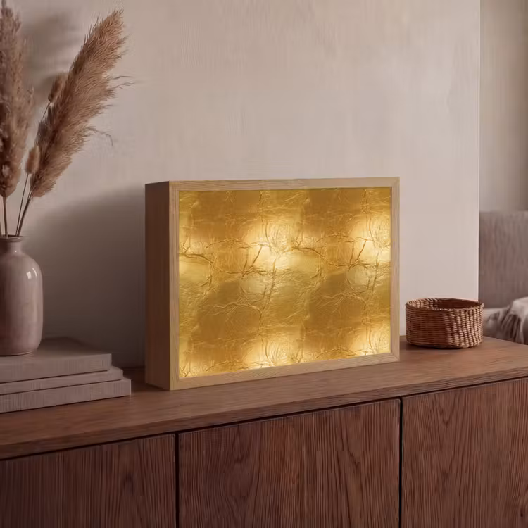 Lightbox - Wandlamp - Bladgoud - Vintage - Textuur - Warm Goud — 4