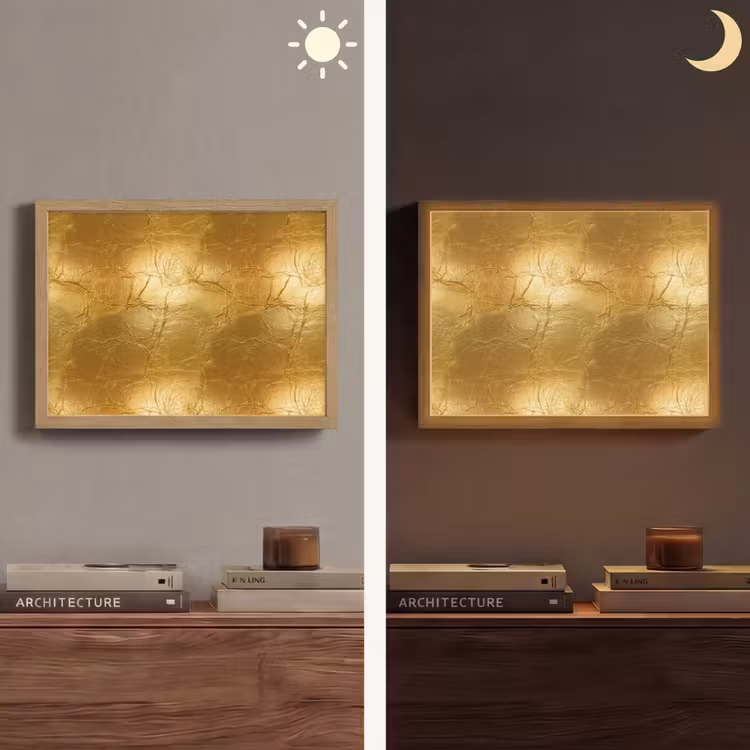 Lightbox - Wandlamp - Bladgoud - Vintage - Textuur - Warm Goud — 6