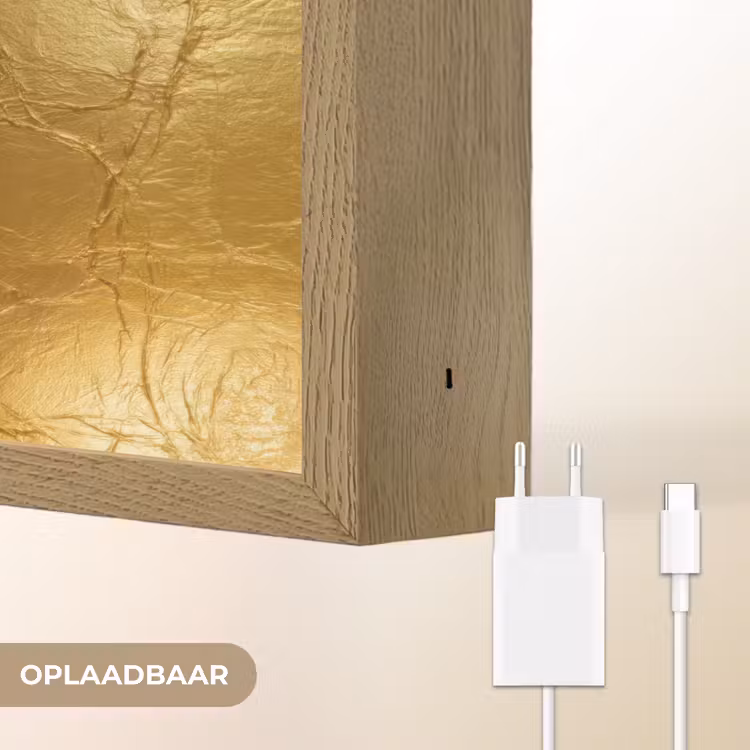 Lightbox - Wandlamp - Bladgoud - Vintage - Textuur - Warm Goud — 7