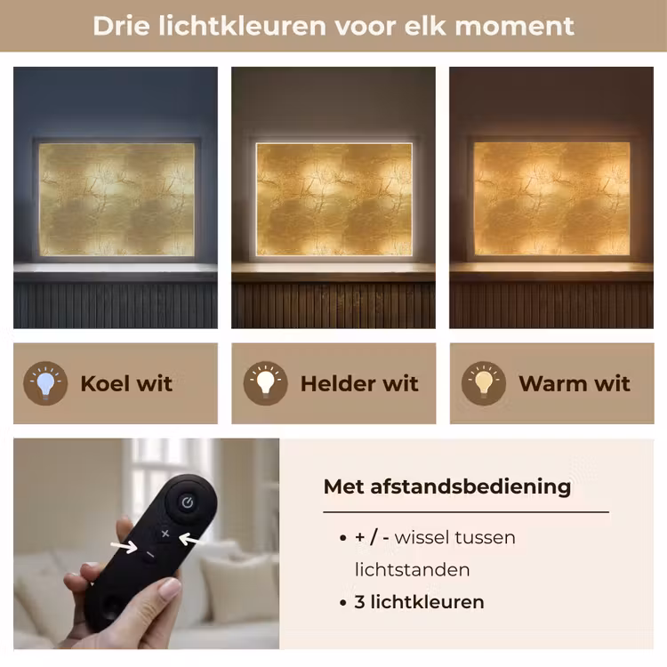 Lightbox - Wandlamp - Bladgoud - Vintage - Textuur - Warm Goud — 8
