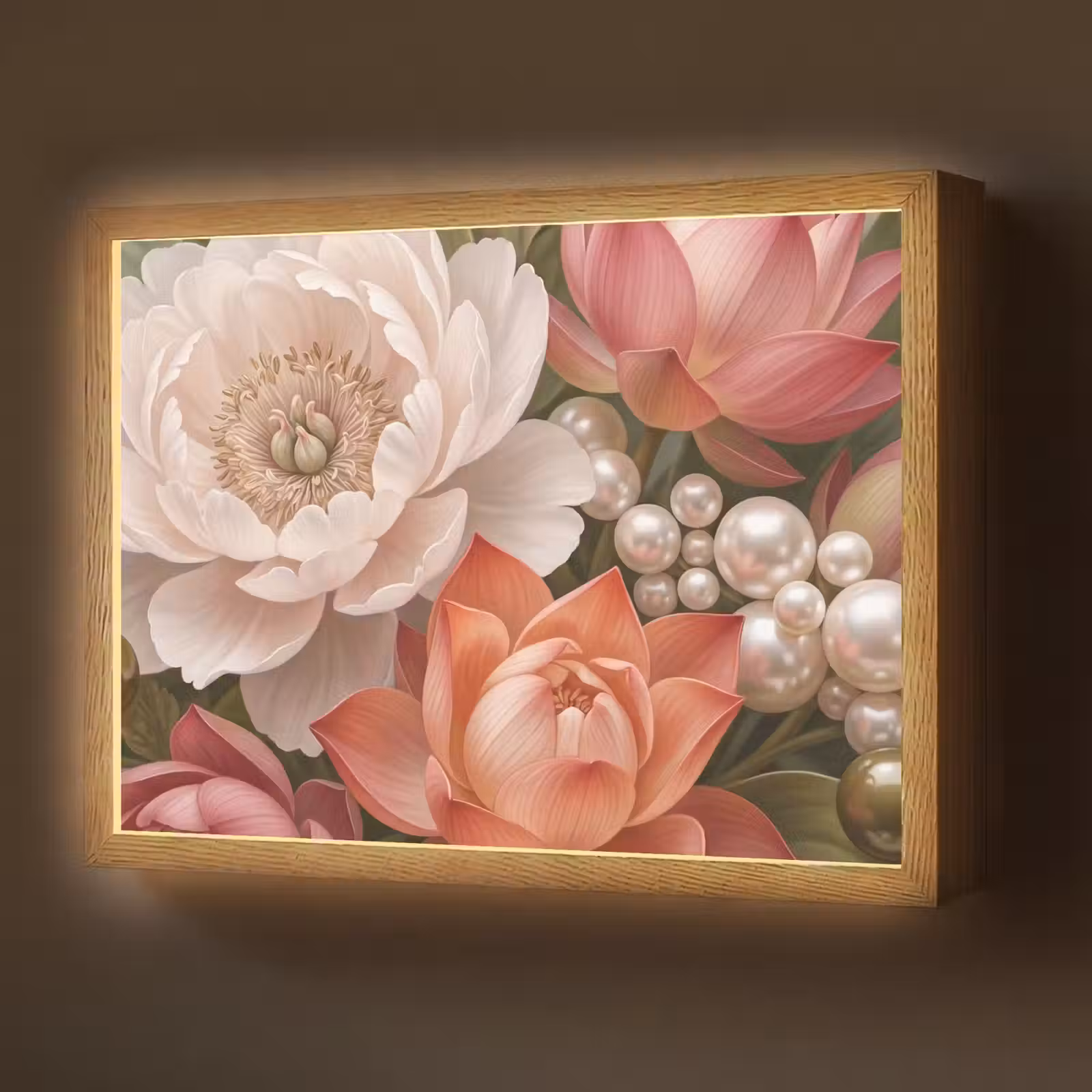 Lightbox - Wandlamp - Bloemen - Parels - Elegant - Roze - Wit — 1