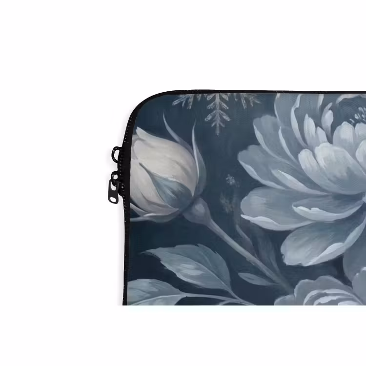 Laptophoes - Bloemen - Boeket - Winter - Abstract - Blauw — 6