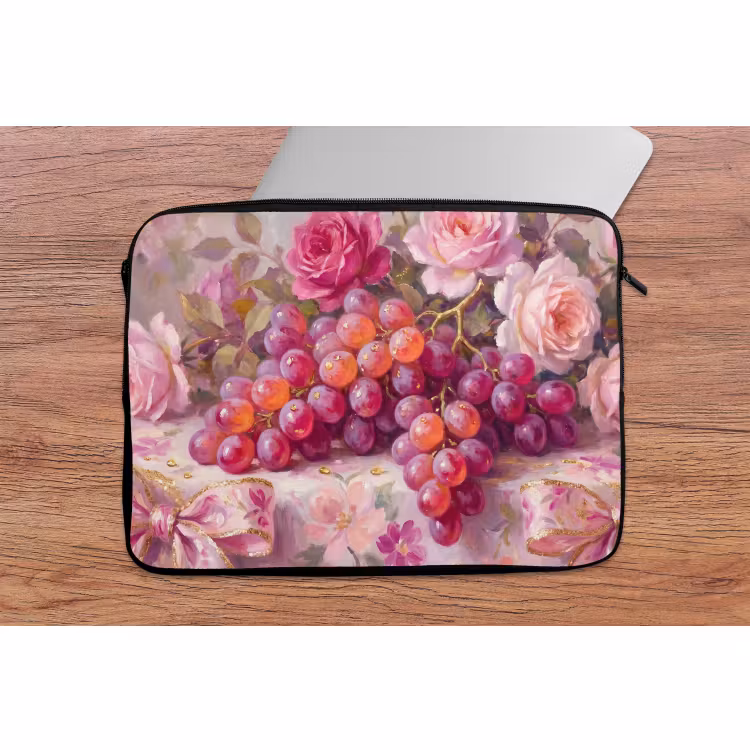 Laptophoes - Eten - Bloemen - Stilleven - Roze - Goud — 2