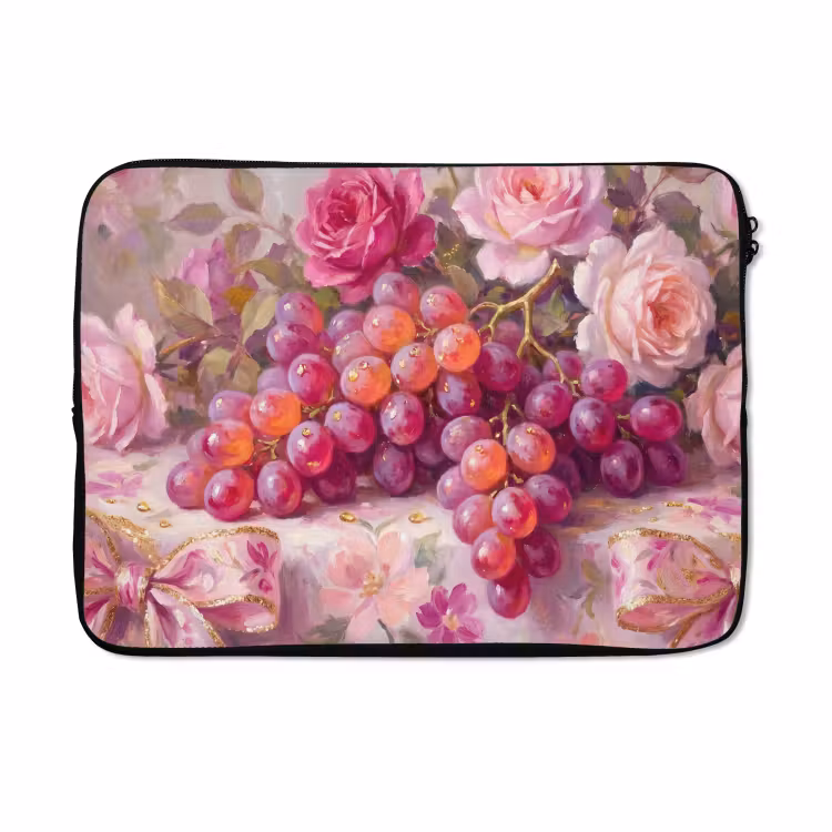 Laptophoes - Eten - Bloemen - Stilleven - Roze - Goud — 5