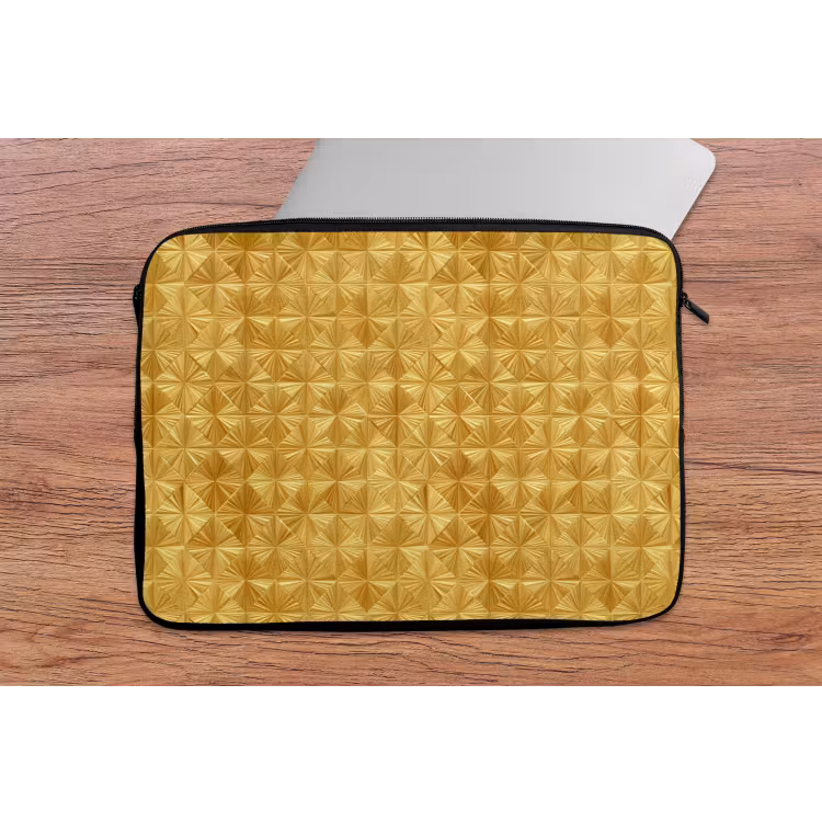 Laptophoes - Tegels - Geometrisch - Reliëf - Goud — 2