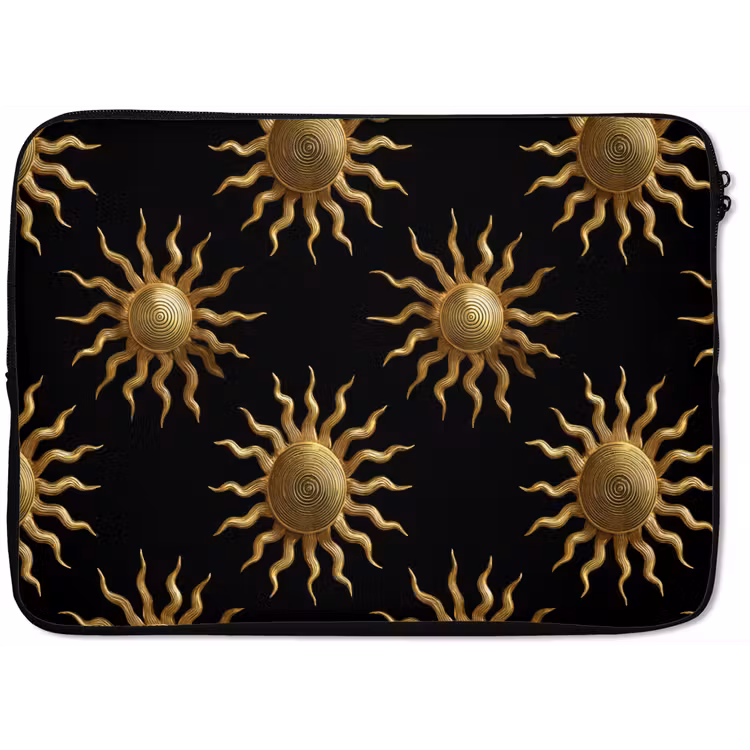 Laptophoes - Zon - Patroon - Luxe - Goud - Zwart — 1