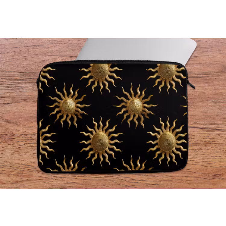 Laptophoes - Zon - Patroon - Luxe - Goud - Zwart — 2