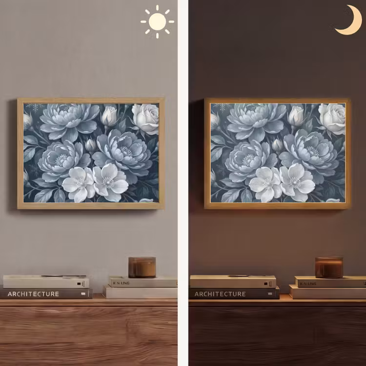 Lightbox - Wandlamp - Bloemen - Boeket - Winter - Abstract - Blauw — 6