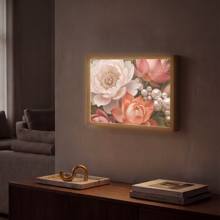 Lightbox - Wandlamp - Bloemen - Parels - Elegant - Roze - Wit — 2