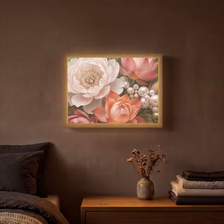Lightbox - Wandlamp - Bloemen - Parels - Elegant - Roze - Wit — 3