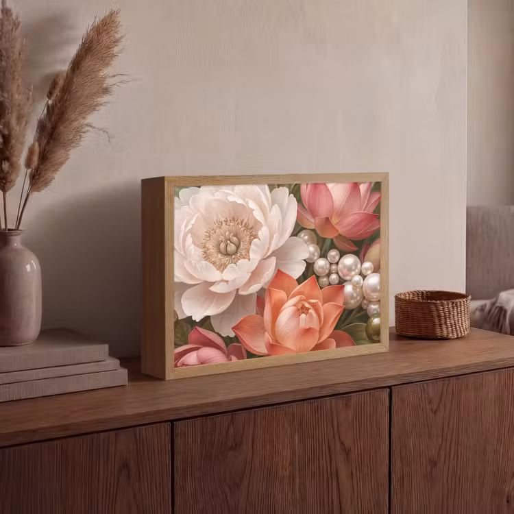 Lightbox - Wandlamp - Bloemen - Parels - Elegant - Roze - Wit — 4