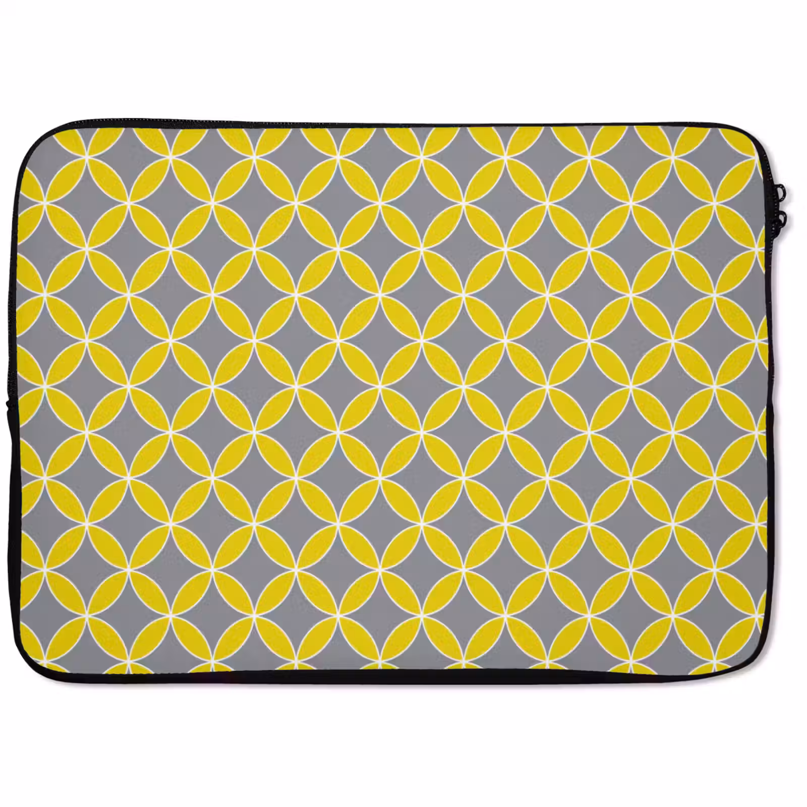 Laptophoes - Geometrisch - Cirkels - Modern - Grijs - Geel — 1