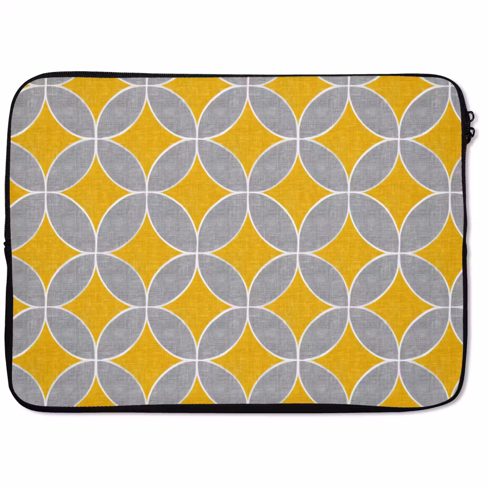 Laptophoes - Geometrisch - Cirkels - Textuur - Grijs - Geel — 1