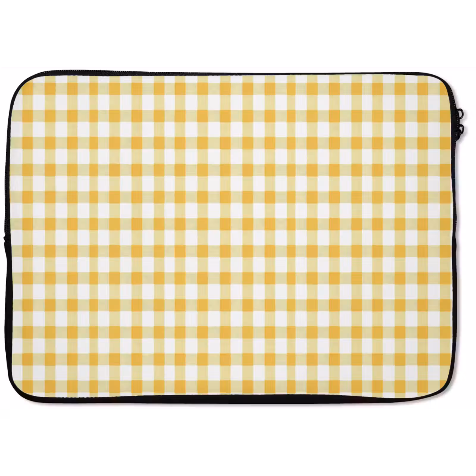 Laptophoes - Ruit - Gingham - Klassiek - Geel en Wit — 1