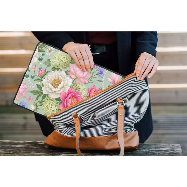 Laptophoes - Bloemen - Patroon - Botanisch - Groen — 4