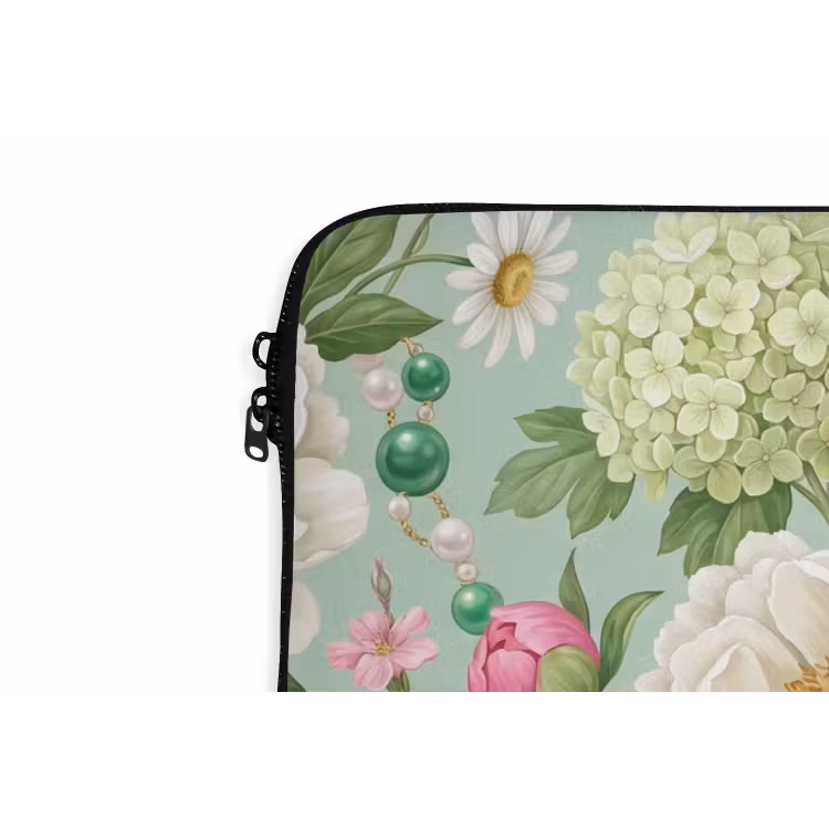 Laptophoes - Bloemen - Patroon - Botanisch - Groen — 6