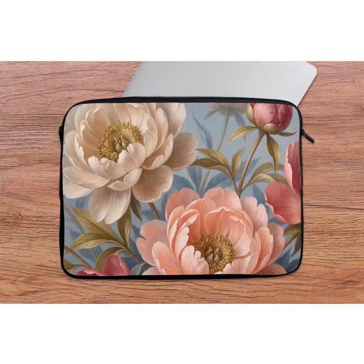 Laptophoes - Bloemen - Roze - Beige - Modern - Natuur — 2