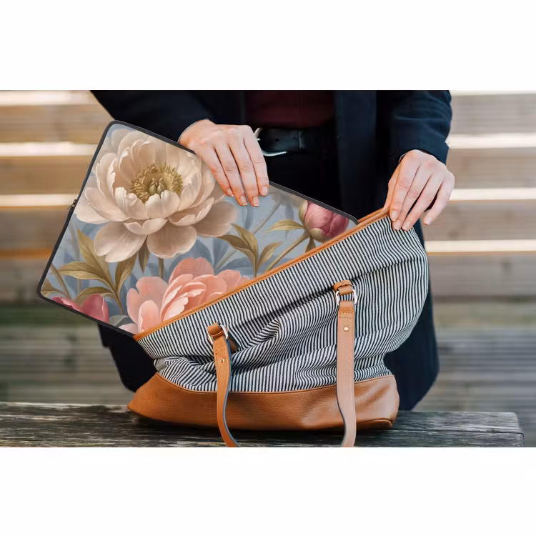Laptophoes - Bloemen - Roze - Beige - Modern - Natuur — 4