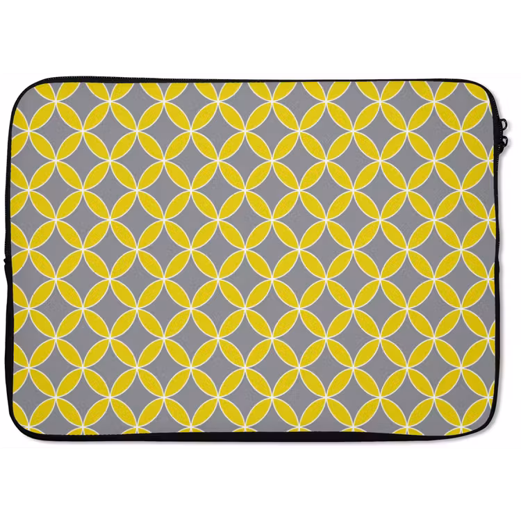 Laptophoes - Geometrisch - Cirkels - Modern - Grijs - Geel — 1