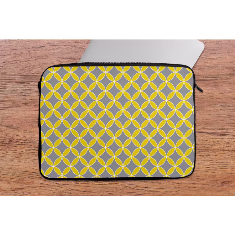 Laptophoes - Geometrisch - Cirkels - Modern - Grijs - Geel — 2