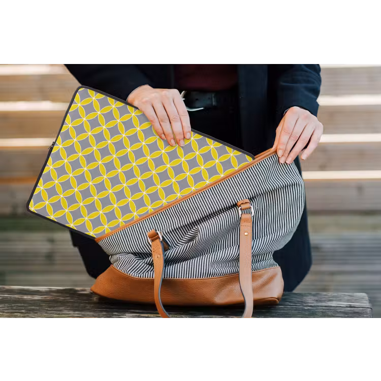 Laptophoes - Geometrisch - Cirkels - Modern - Grijs - Geel — 4