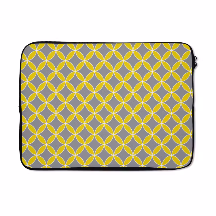 Laptophoes - Geometrisch - Cirkels - Modern - Grijs - Geel — 5