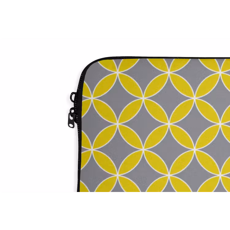 Laptophoes - Geometrisch - Cirkels - Modern - Grijs - Geel — 6