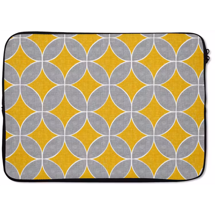 Laptophoes - Geometrisch - Cirkels - Textuur - Grijs - Geel — 1