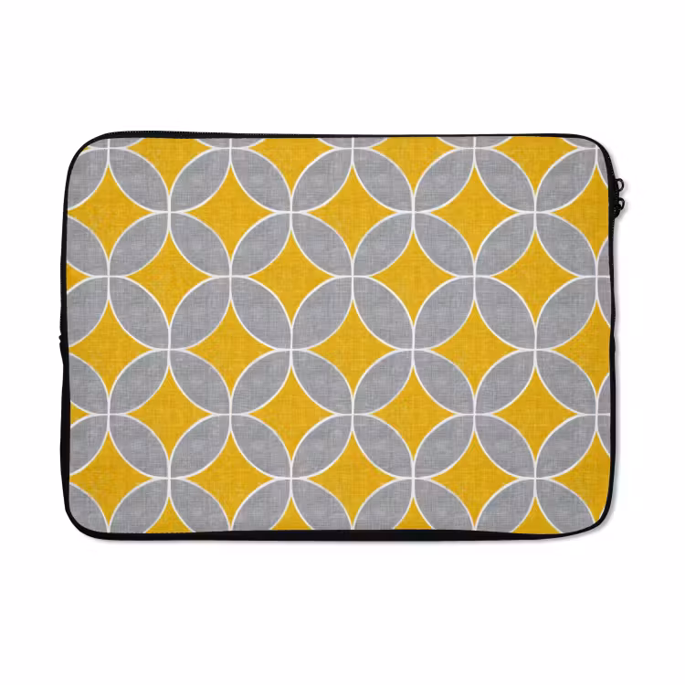 Laptophoes - Geometrisch - Cirkels - Textuur - Grijs - Geel — 5