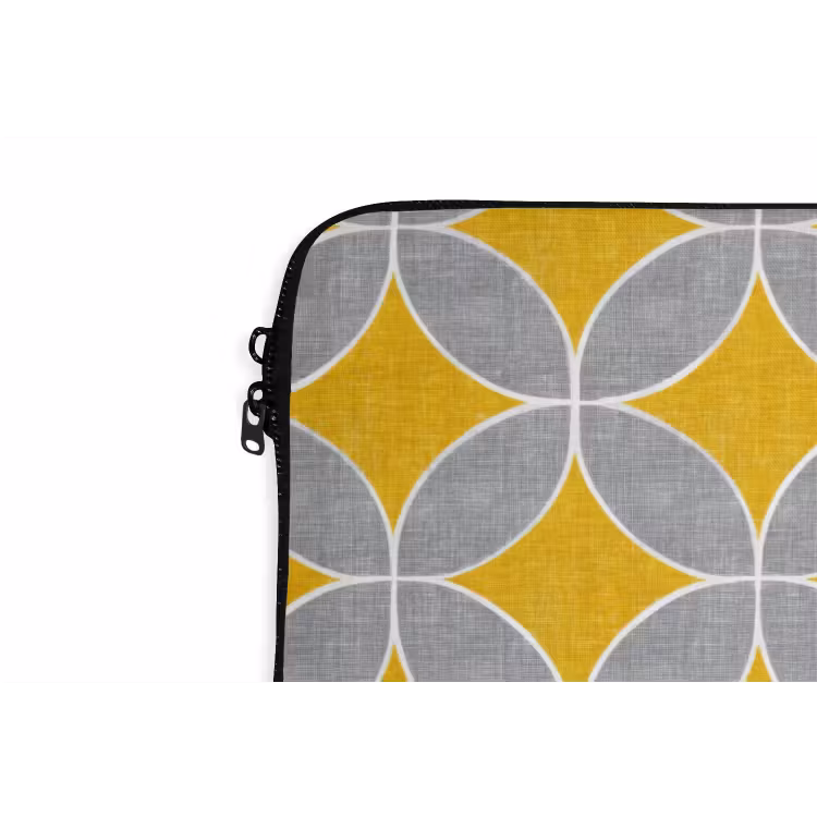 Laptophoes - Geometrisch - Cirkels - Textuur - Grijs - Geel — 6